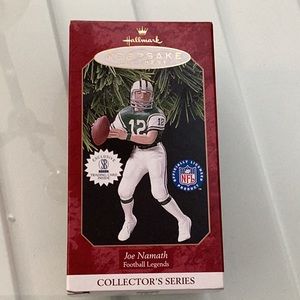 Joe Namath Hallmark Keepsake ornament in box with original packaging.